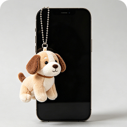 The Pup AI plush phone charm